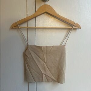 Zara Tan cropped Camisole Top